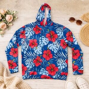 Floral Blue and Pink Hoodie